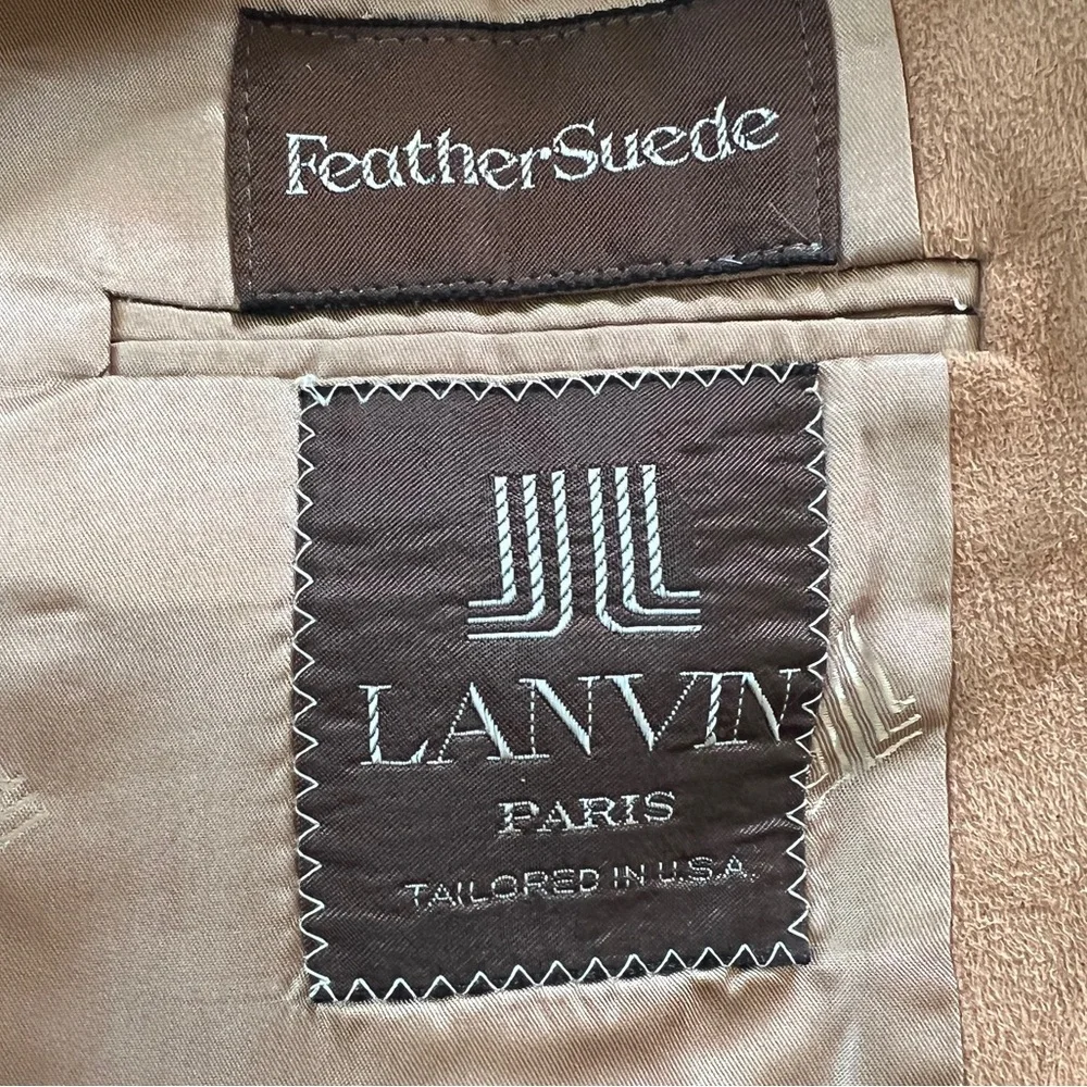 Vintage LANVIN Paris Feathersuede Blazer Jacket Sportscoat Camel Size Medium